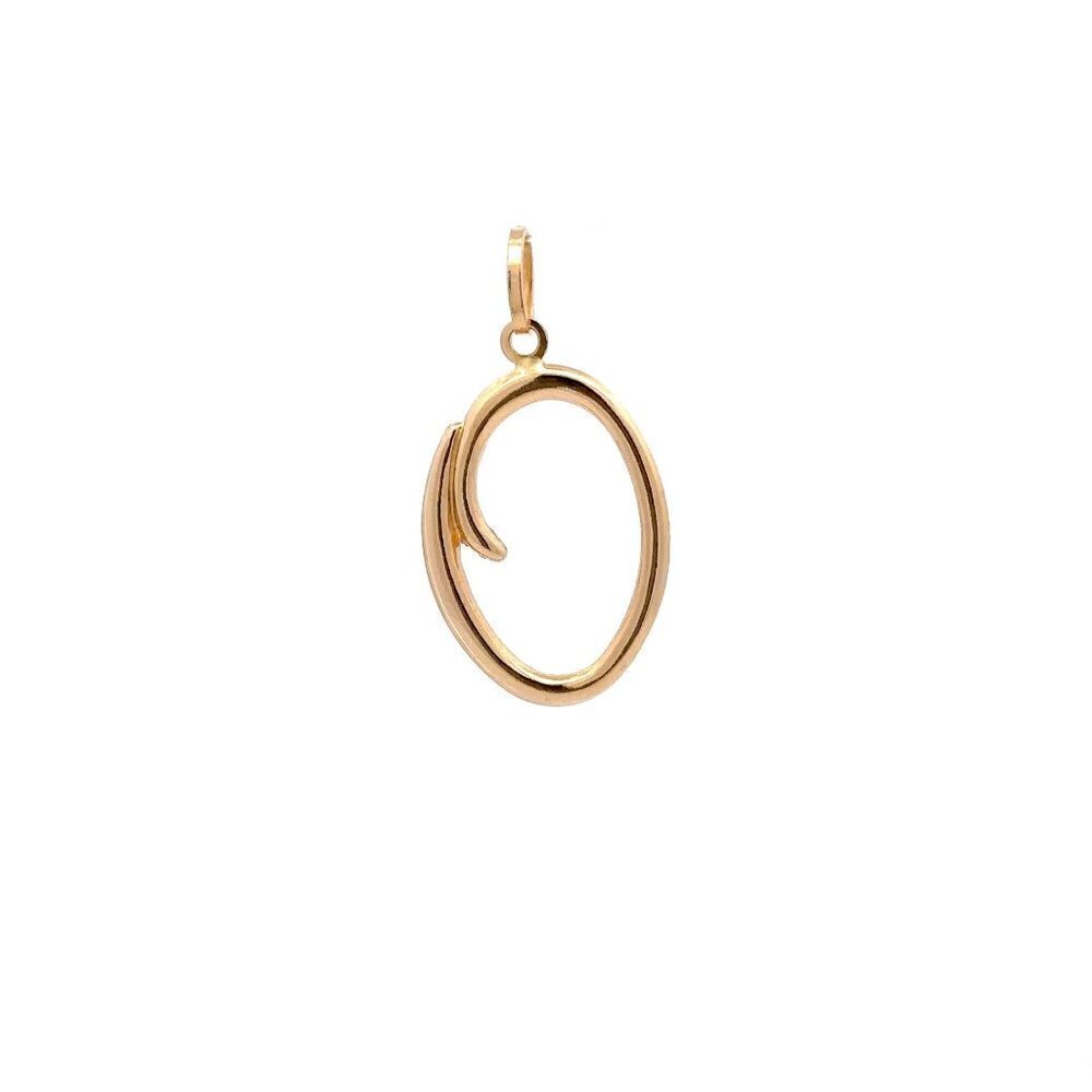 18K Gold Pendant Letter O Initial Alphabet